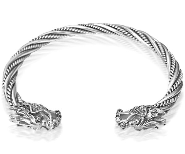 Dragon Bangle - Sterling Silver Twisted Design