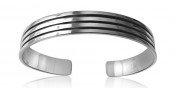 Sterling Silver Bangle - Black Stripe Style