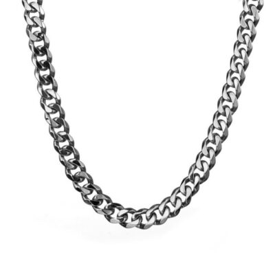 Mens Silver Chain Necklace | 18/20/22 Inches | 10mm Width Curb | Unisex | Ice II