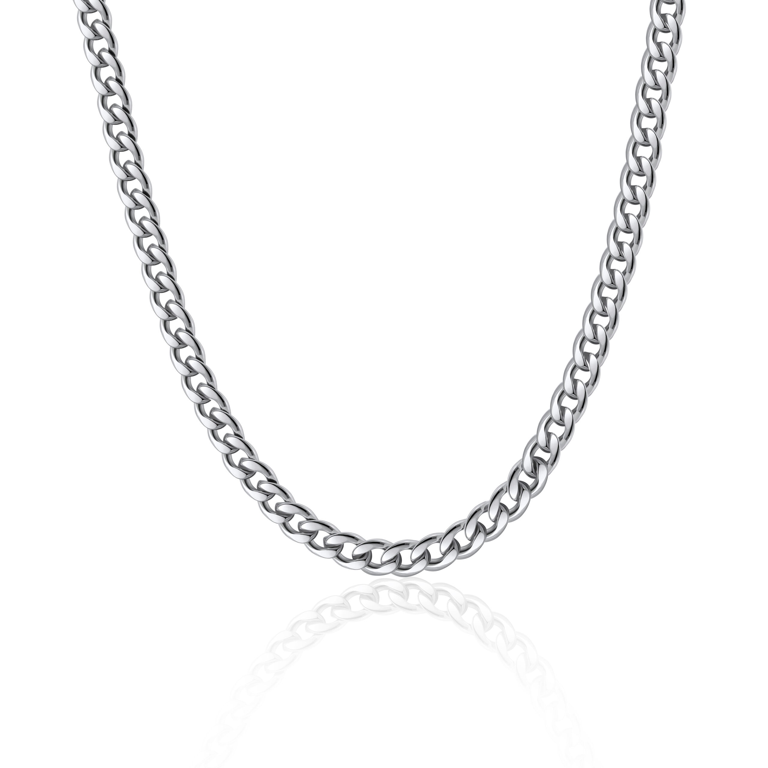 Men's Necklace Silver Chain Necklace for Men 7mm Cuban 