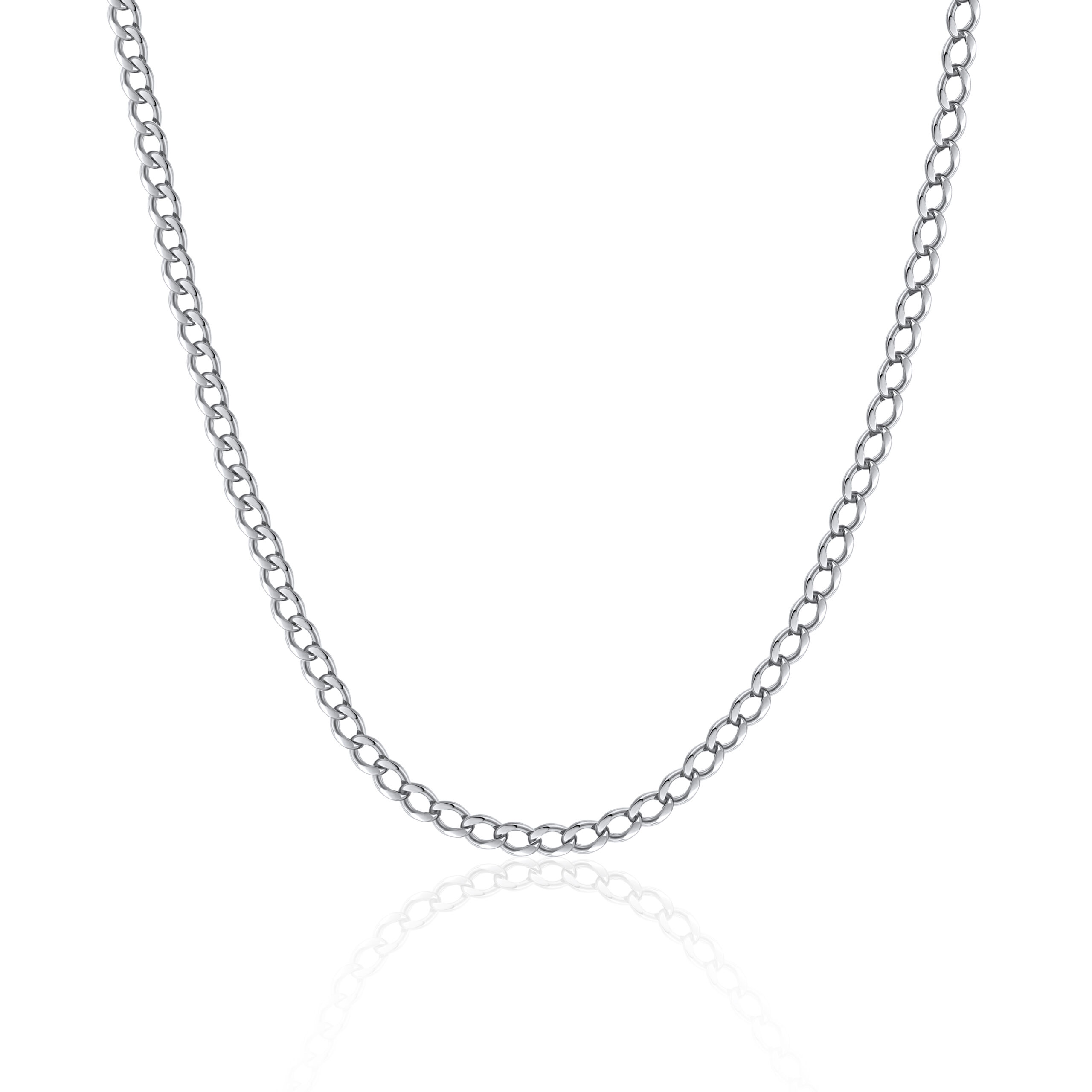 Men's Silver Chain Necklace | Curb | 7mm Width | 16 inch - 18 inch - 20 inch - 22 inch - 24 inch | 40cm - 60cm | Alfred & Co. London | Mens Gift Idea