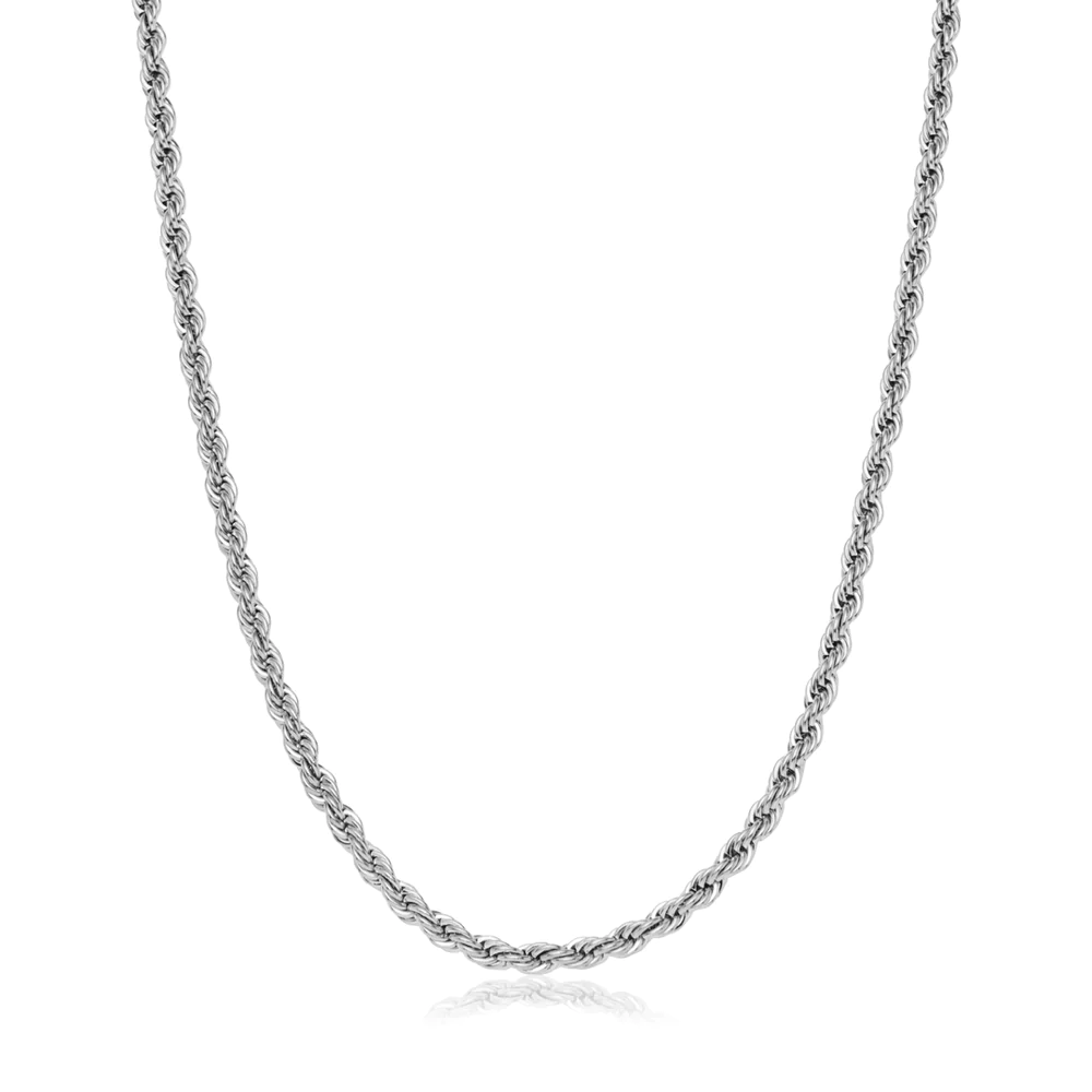 Mens Silver Twisted Rope Chain Necklace | 4mm Width | 18/20/22 Inches | Alfred & Co. London | Mens Gift Idea January Sales