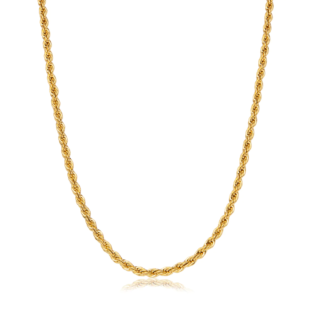Mens Gold Rope Chain Necklace | 18/20/22 Inches | 6mm Width | Alfred & Co. London