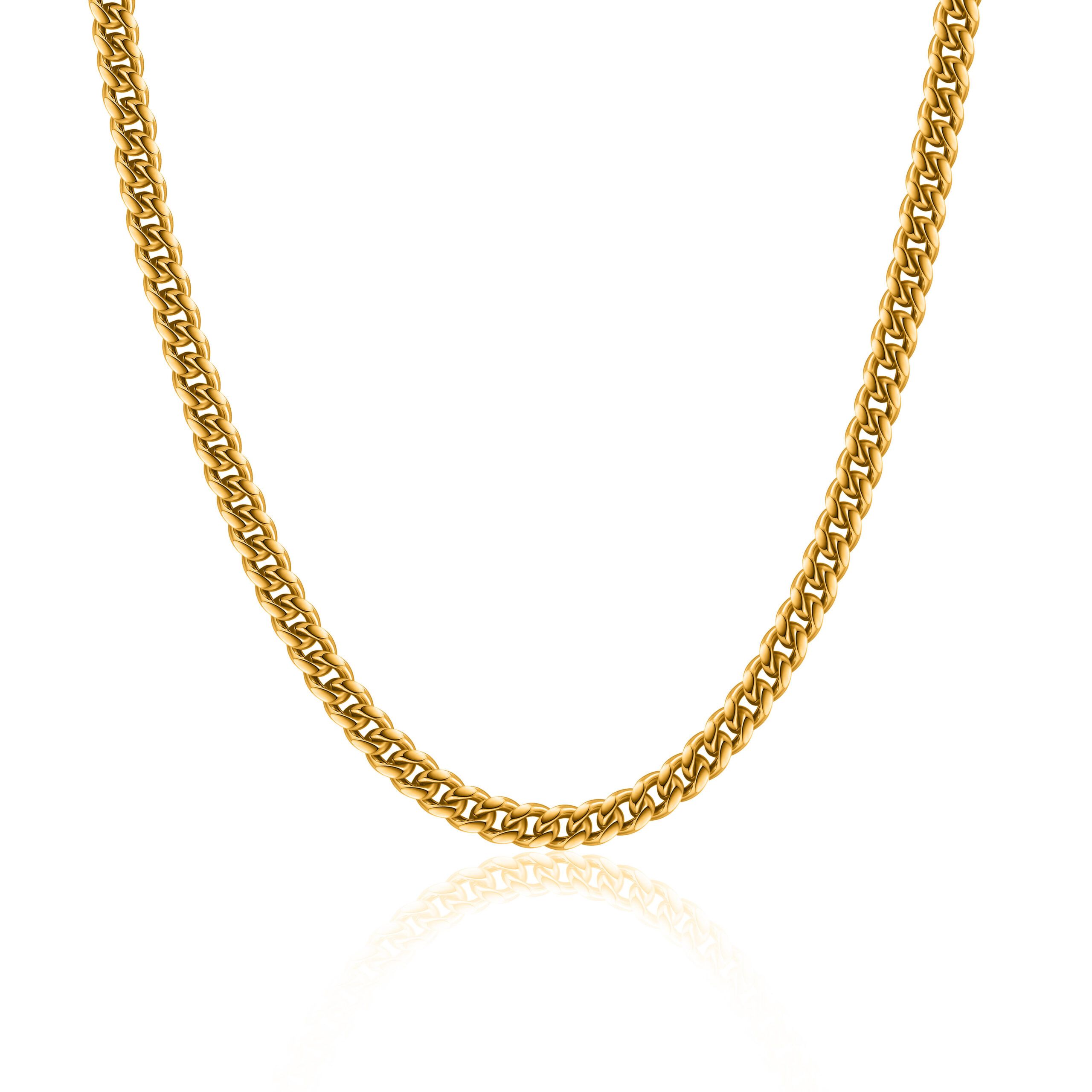 Mens Gold Chain Necklace | Cuban | 8mm Width | 20/22 Inches | Miami