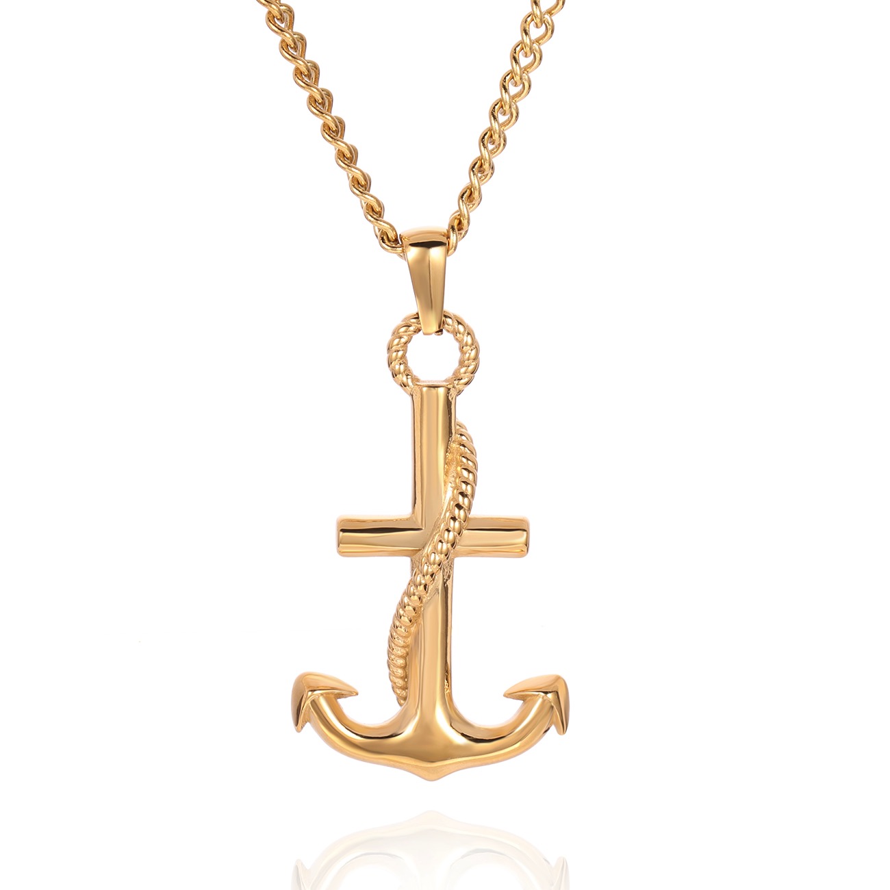 14K YELLOW GOLD ANCHOR NECKLACE | Patty Q's Jewelry Inc
