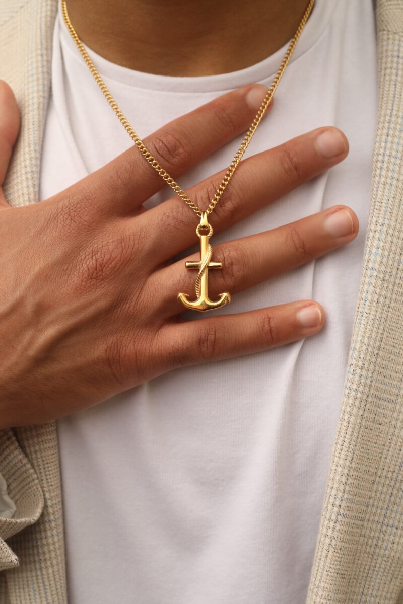 MENS GOLD ANCHOR NECKLACE