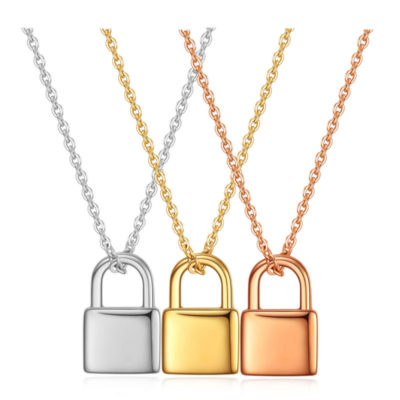 Silver Gold Rose Gold Padlock Necklace