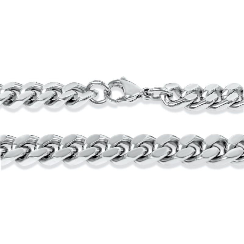 Men's Silver Chain Necklace | Curb | 7mm Width | 16, 18, 20, 22 or 24 inch | Alfred & Co. London | Mens Gift Idea January Sales