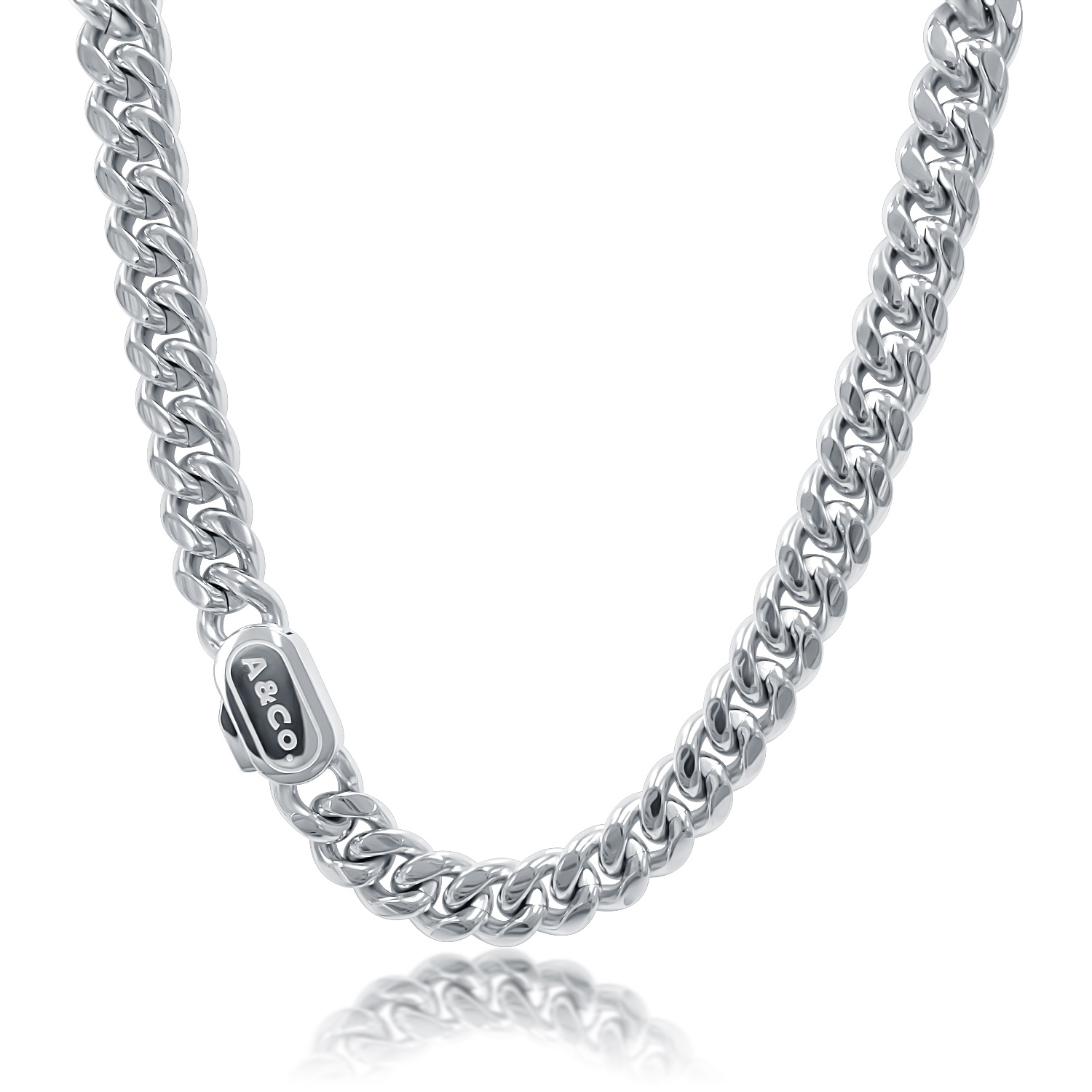 8mm Men's Stainless Steel Cuban Link Chain Necklace 20 Inches / Silver