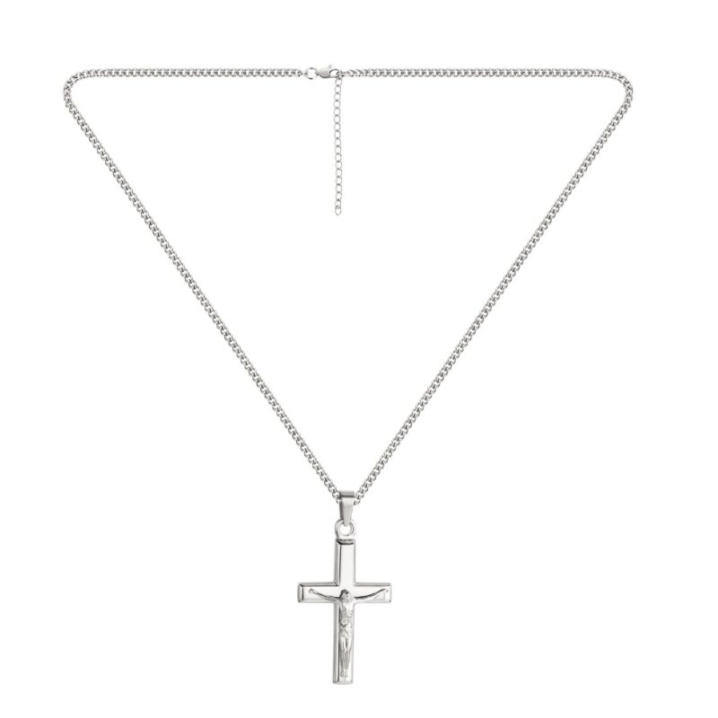 Silver Crucifix Pendant Necklace