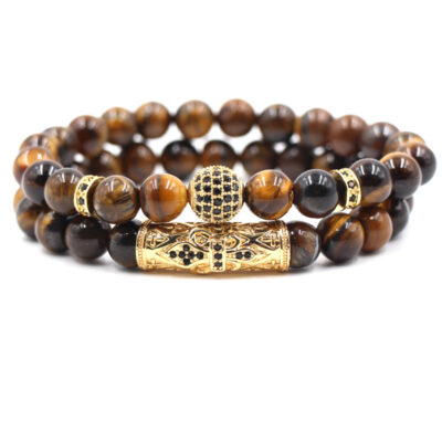 Brown Bead Bracelet Gold