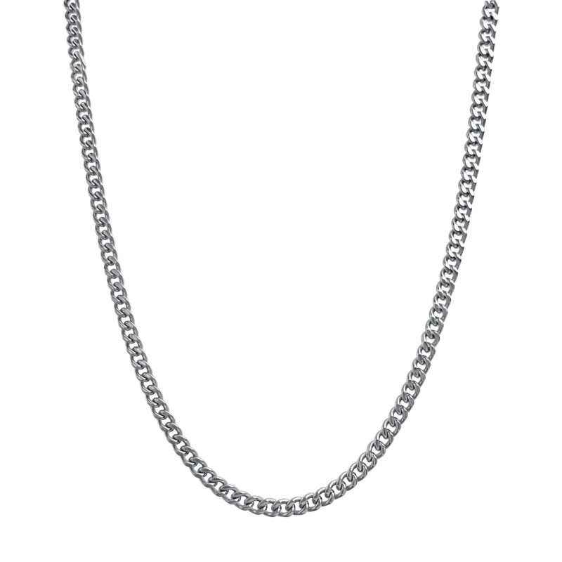 Mens Slim Silver Chain Necklace
