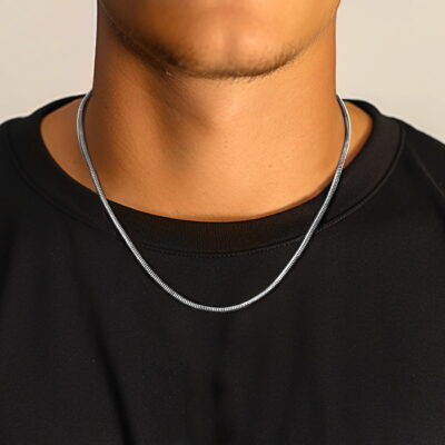 Mens Silver Snake Chain Necklace