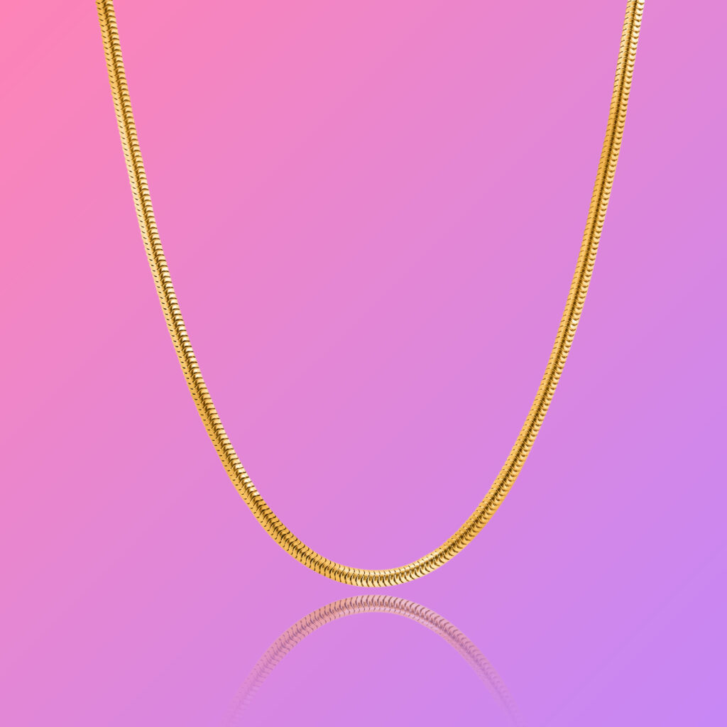Snake Gold Chain Vector Gold Snake Chain | 3mm Width | Fits 20 to 22 Inches