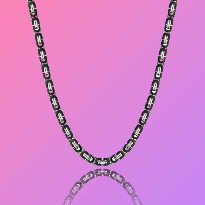 Silver & Black Byzantine Chain | 5mm Width | Alfred & Co. London