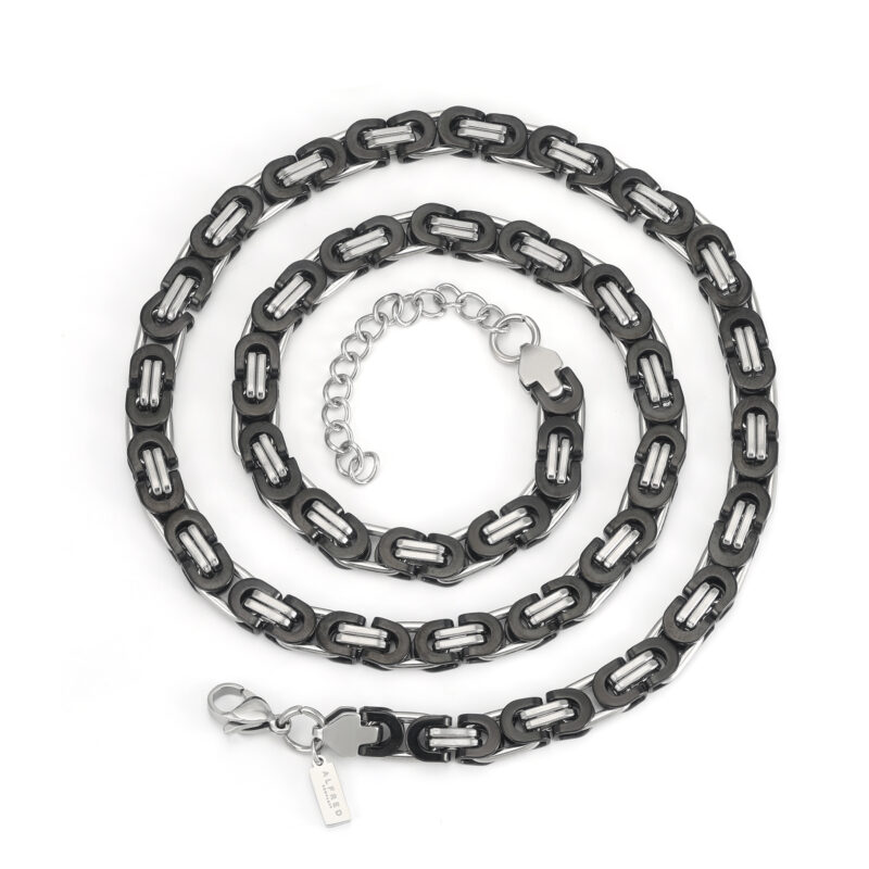 Black Silver Byzantine Chain