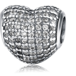 Diamond Heart Charm | Sterling Silver