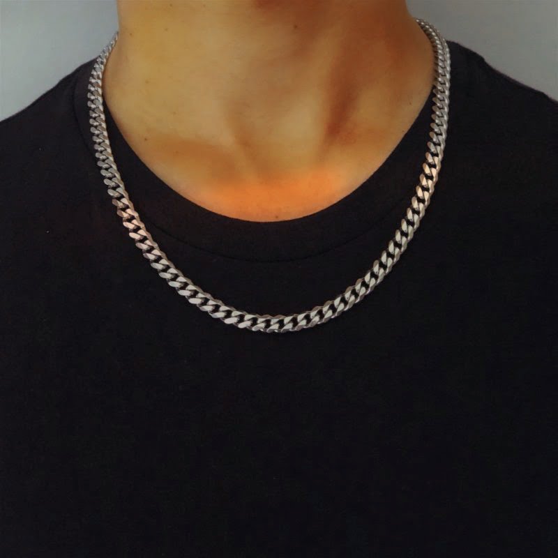 Sieraden Kettingen Kettingen Cuban Link Chain Necklace Men's Chain Necklace 7mm Cuban Chain Necklace for Men Stainless Steel Silver Chain 