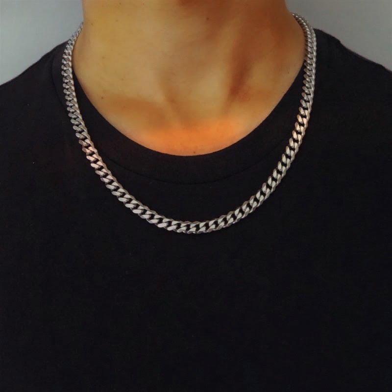 Men's Silver Chain Necklace | 4mm Width | 16, 18, 20, 22, 24 inch | CubanSkinny | Thin Chain | Mens Gift Idea January Sales