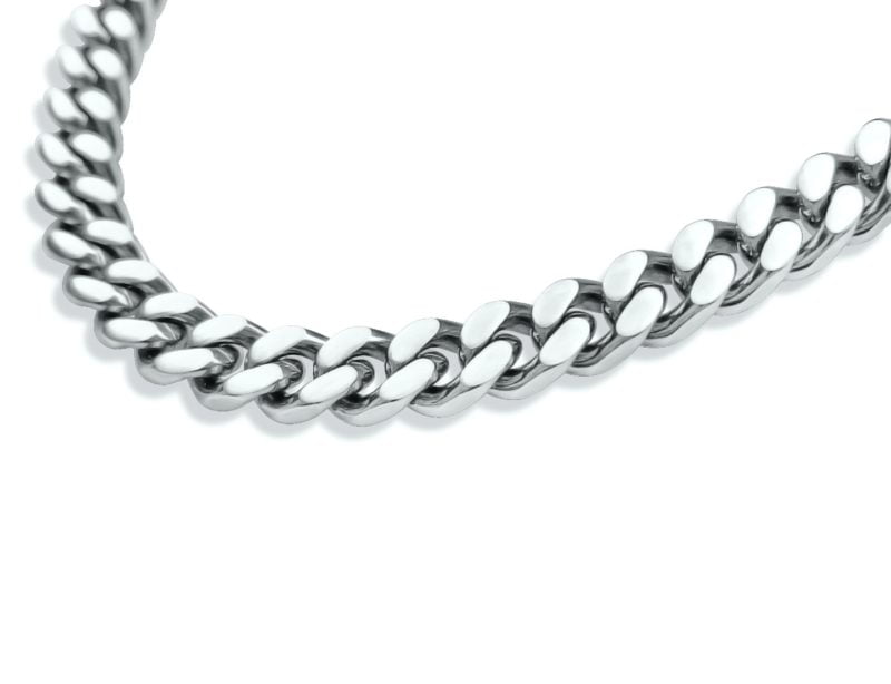 Men's Silver Chain Necklace | Curb | 7mm Width | 16, 18, 20, 22 or 24 inch | Alfred & Co. London | Mens Gift Idea January Sales