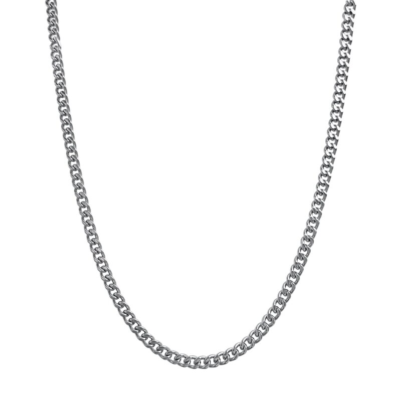 Mens Slim Silver Chain Necklace