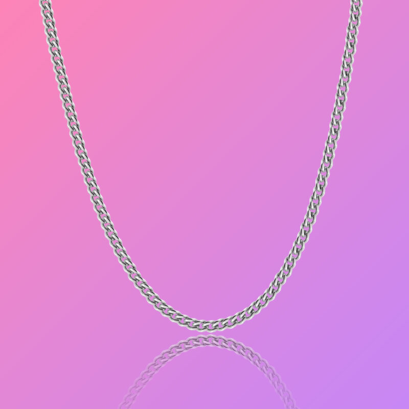 Mens Silver Curb Chain Necklace 4mm