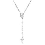 Mens Rosary Necklace Silver