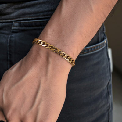 Mens Gold Cuban Bracelet 7mm