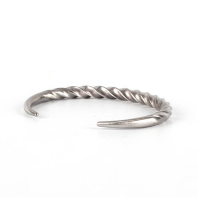 Mens Silver Cuff Bangle Twisted