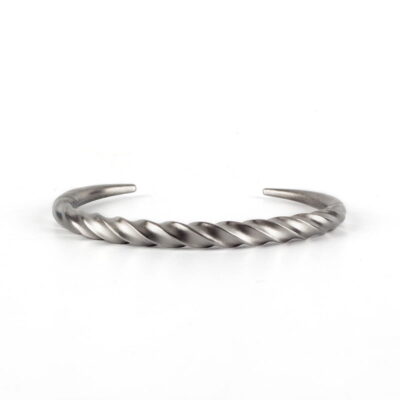 Mens Silver Cuff Bangle Twisted