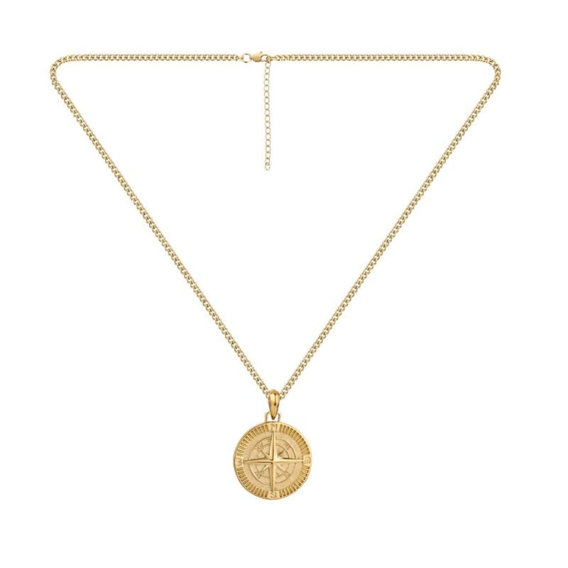 Compass Pendant Necklace Gold