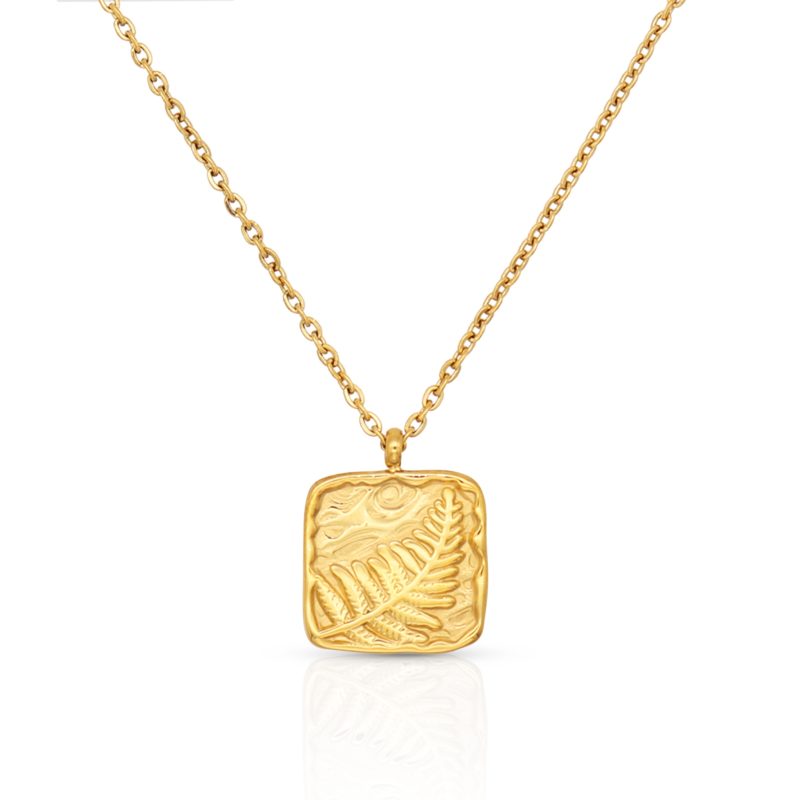 Leaf Pendant Necklace Gold
