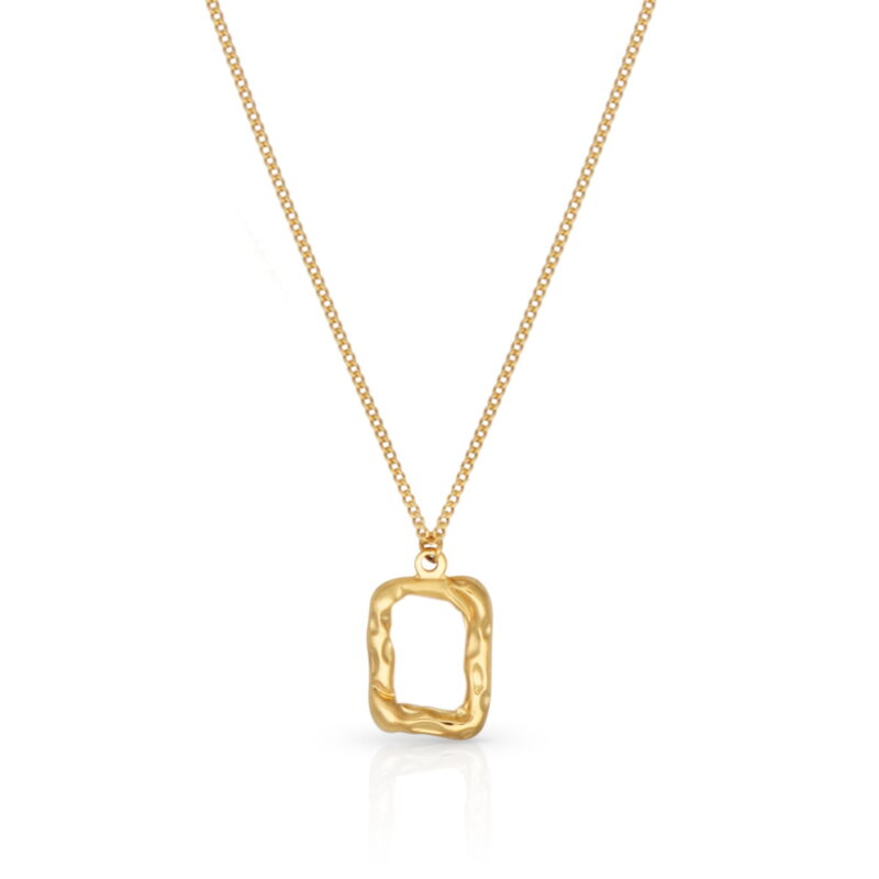 Rectangle Pendant Necklace Gold