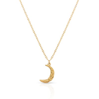 Crescent Moon Pendant Necklace Gold