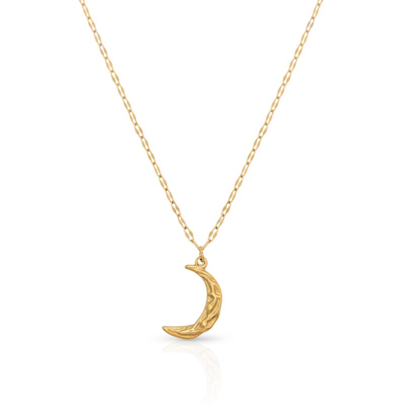 Crescent Moon Pendant Necklace Gold