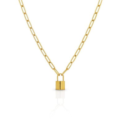 Padlock Pendant Necklace Gold