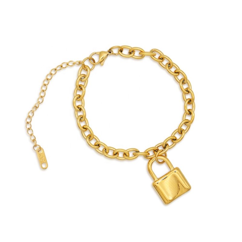 Womens Gold Padlock Bracelet