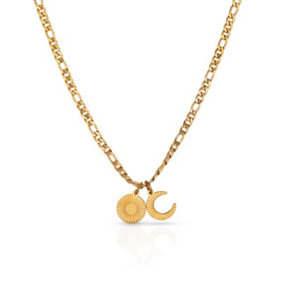 Moon & Sun Pendant Necklace Gold