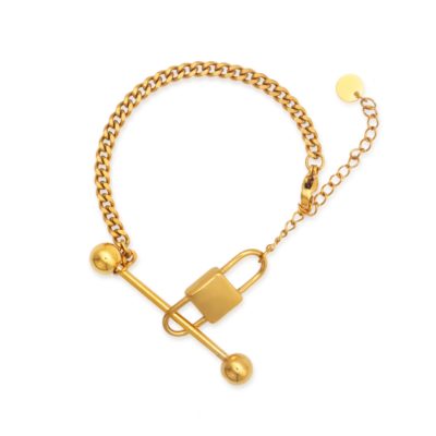 Gold Curb Padlock Bracelet