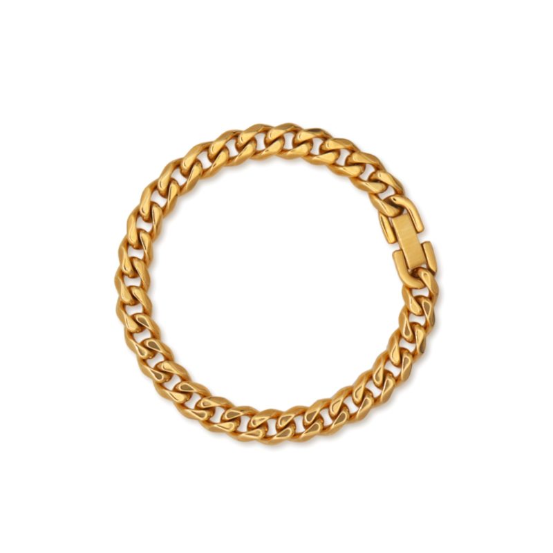 Womens Gold Curb Bracelet
