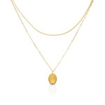 Star Ellipse Layered Pendant Necklace | Gold-TONE