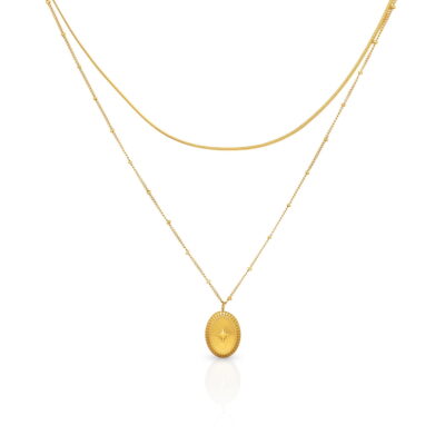 Star Ellipse Pendant Necklace Gold