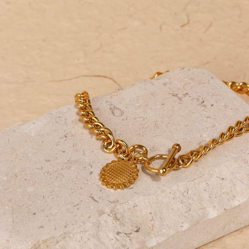 Womens Gold Sunshine T-Bar Bracelet