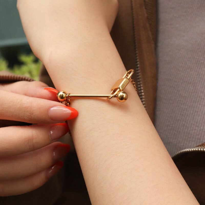 Gold Curb Padlock Bracelet