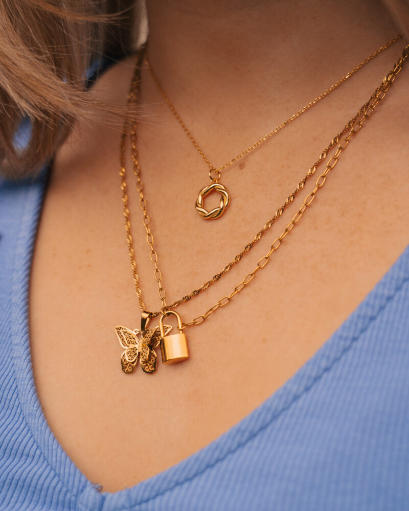 Gold Butterfly Pendant Necklace