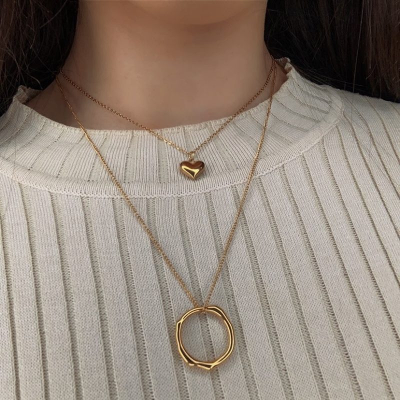 Womens Gold Pendant Necklace Loop