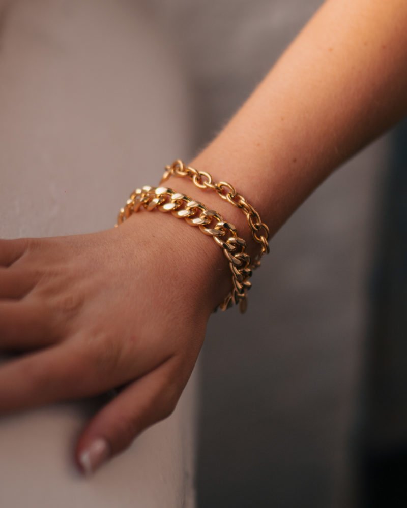 Chunky Curb Gold Bracelet Womens