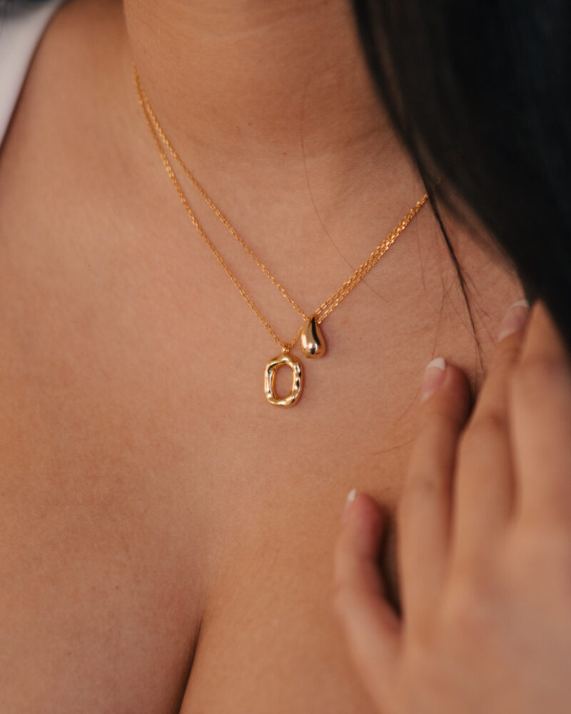 Tear Droplet Necklace Gold