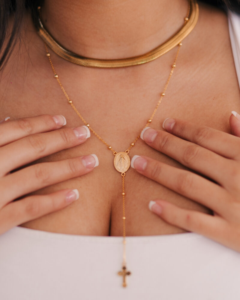 Women's Rosary Necklace Gold