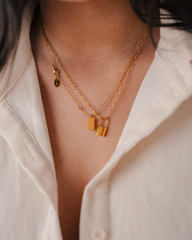 Gold Padlock Pendant Necklace